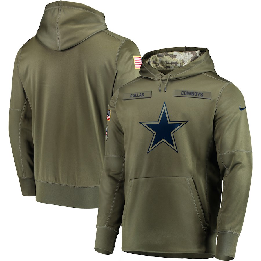 Men Dallas Cowboys Nike Olive Salute To Service KO Performance Hoodie Green->jacksonville jaguars->NFL Jersey